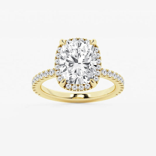 Refined Radiance Elongated Cushion Moissanite Halo Engagement Ring