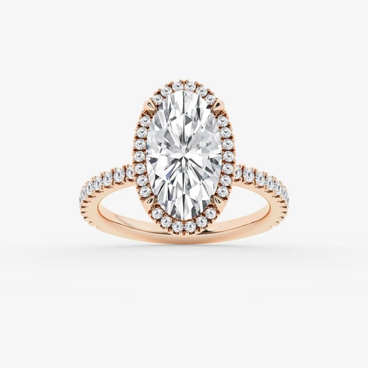 Refined Radiance Moval Moissanite Halo Engagement Ring