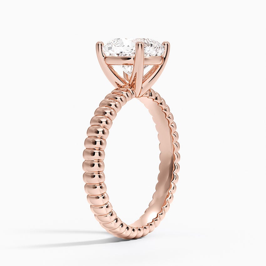 Ribbed Asscher Brilliant Moissanite Engagement Ring
