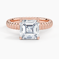 Ribbed Asscher Brilliant Moissanite Engagement Ring