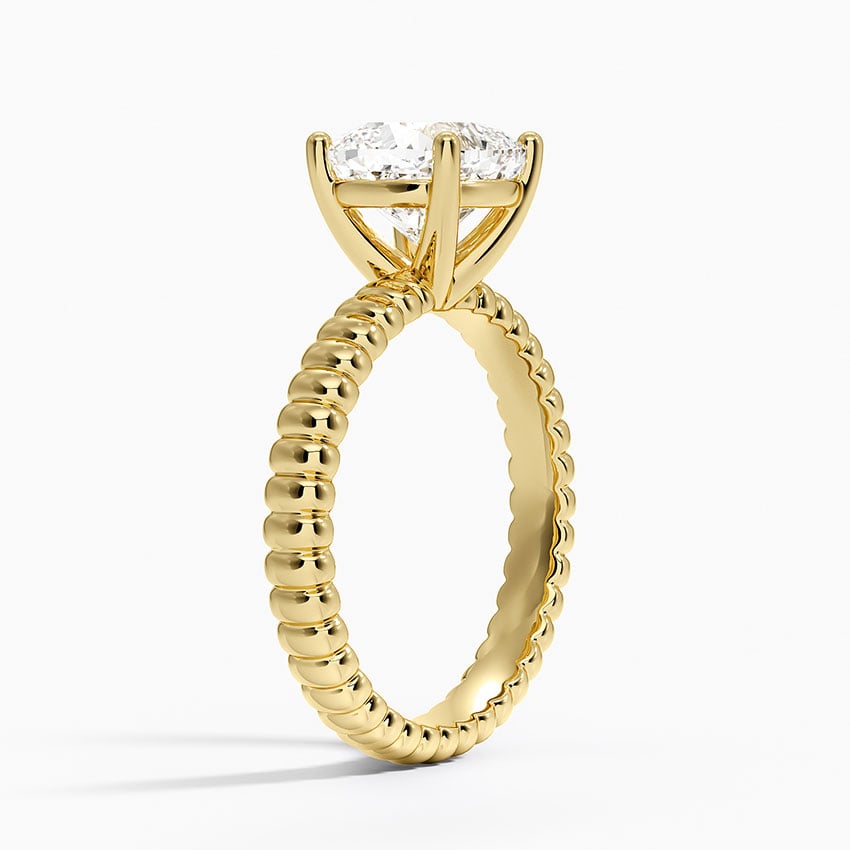 Ribbed Asscher Brilliant Moissanite Engagement Ring