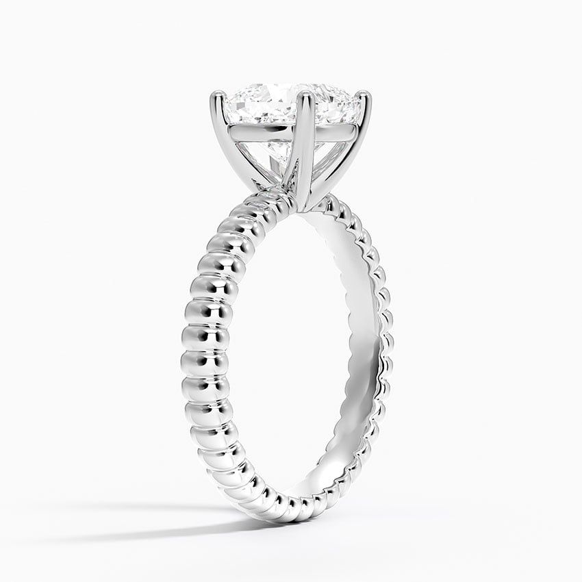 Ribbed Asscher Brilliant Moissanite Engagement Ring