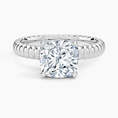 Ribbed Cushion Brilliant Moissanite Engagement Ring