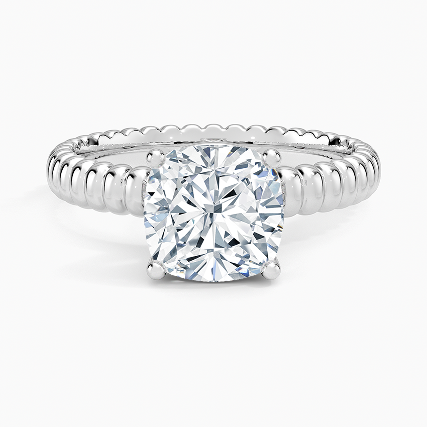Ribbed Cushion Brilliant Moissanite Engagement Ring