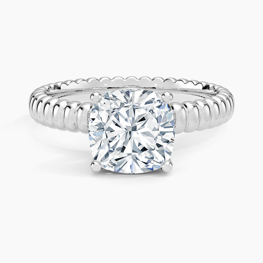 Ribbed Cushion Brilliant Moissanite Engagement Ring