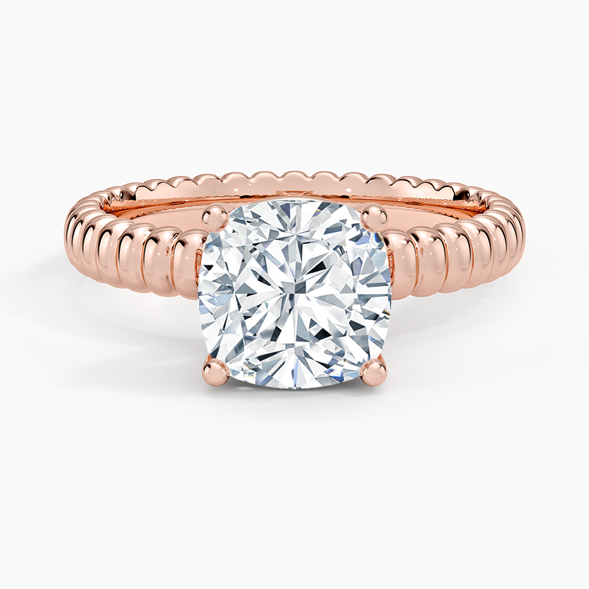 Ribbed Cushion Brilliant Moissanite Engagement Ring
