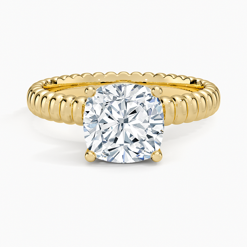 Ribbed Cushion Brilliant Moissanite Engagement Ring