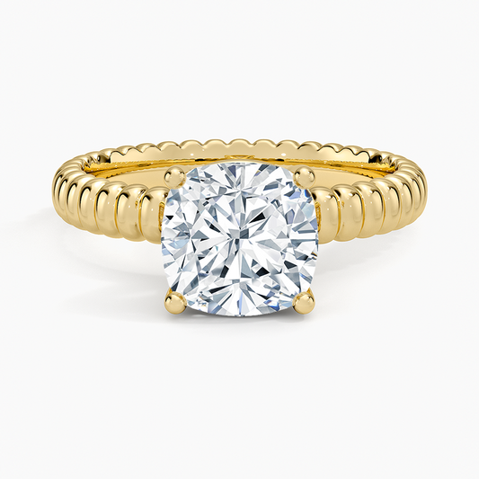 Ribbed Cushion Brilliant Moissanite Engagement Ring