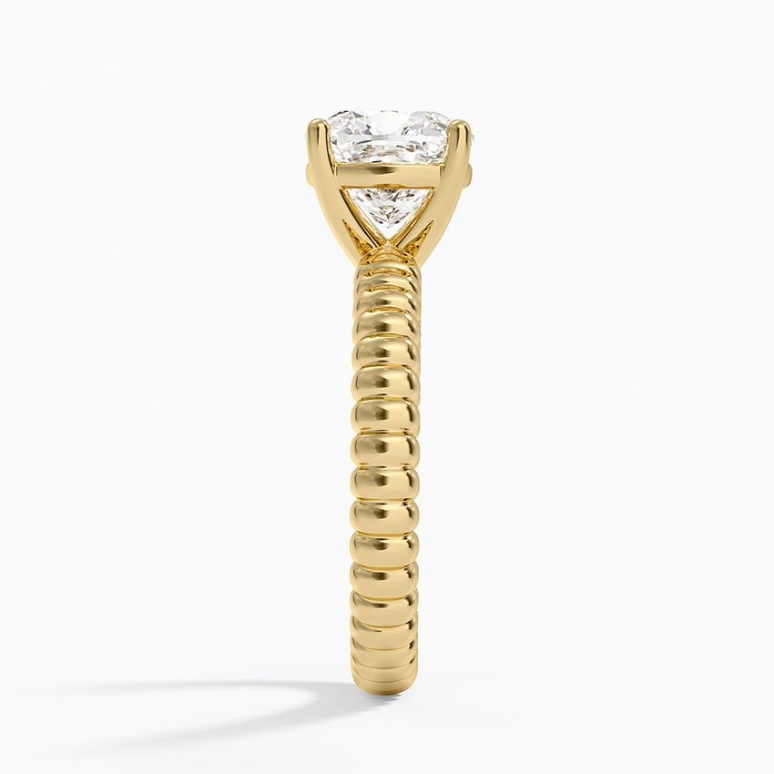 Ribbed Cushion Brilliant Moissanite Engagement Ring