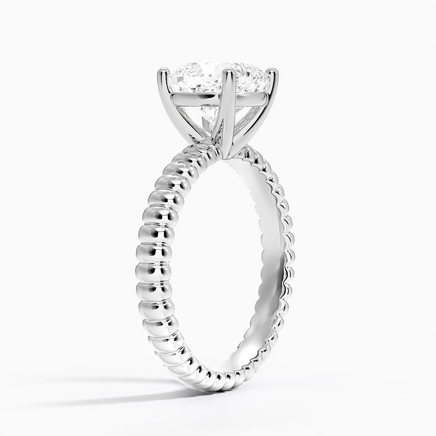 Ribbed Cushion Brilliant Moissanite Engagement Ring