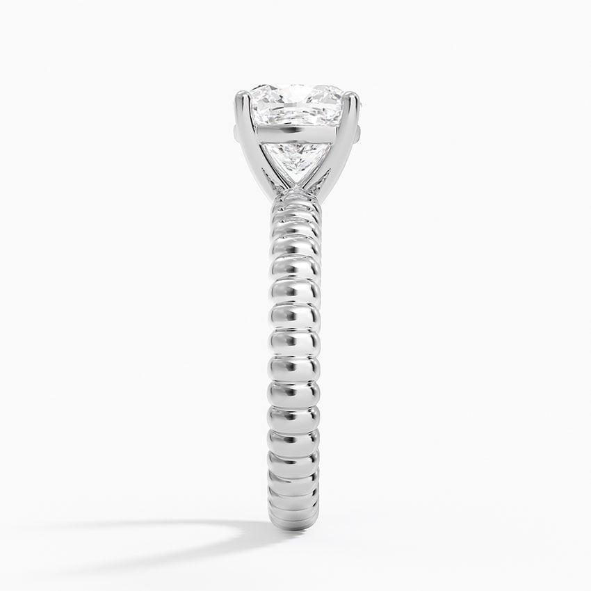 Ribbed Cushion Brilliant Moissanite Engagement Ring