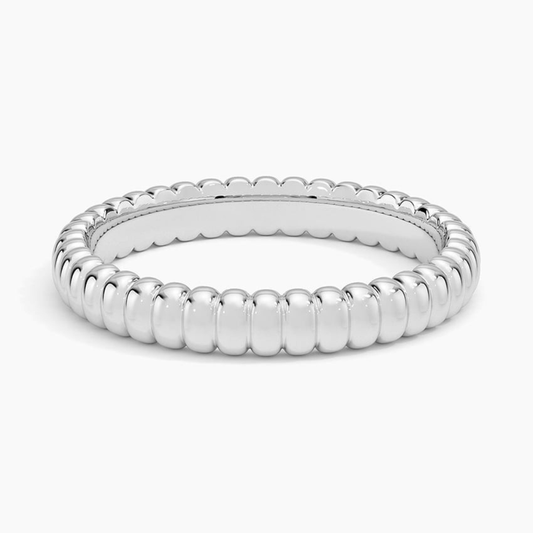 Ribbed Dome Band Ring - 3.0 mm