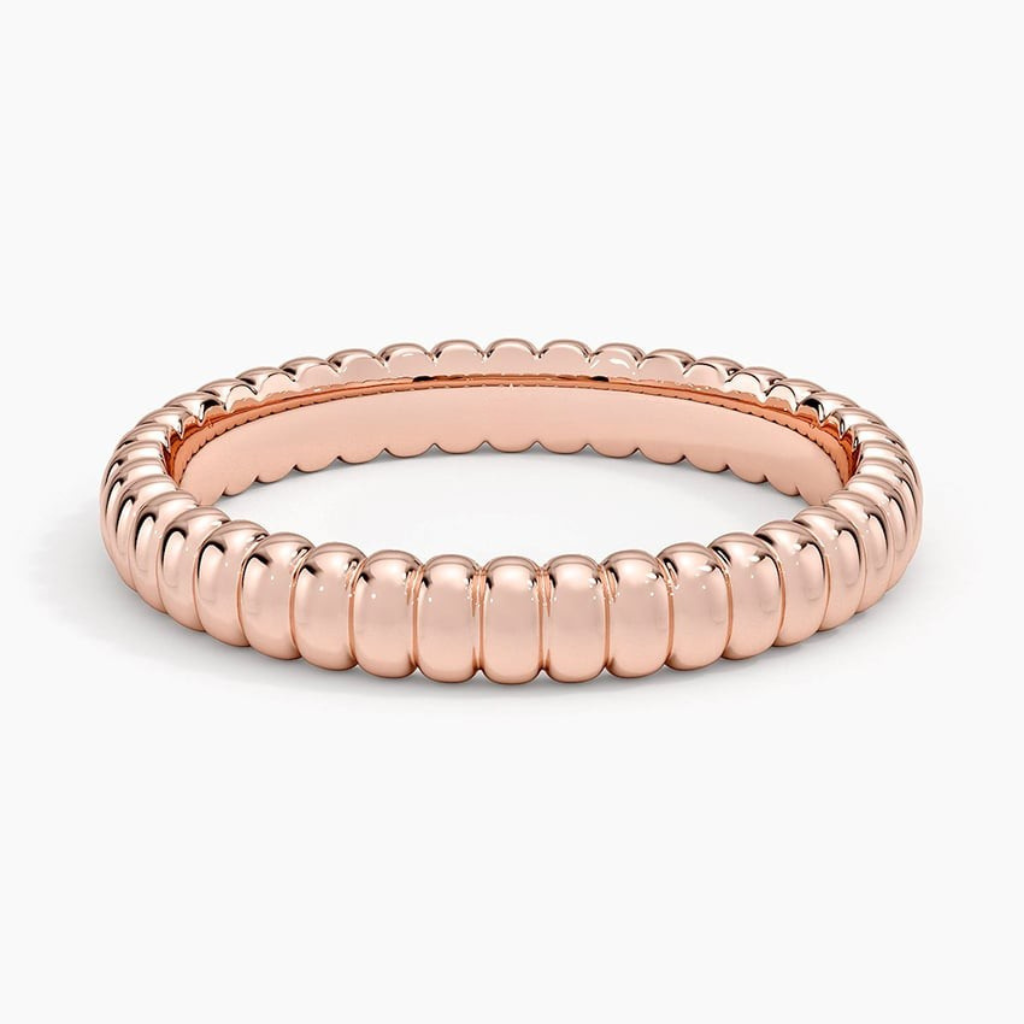 Ribbed Dome Band Ring - 3.0 mm