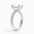 Ribbed Emerald Brilliant Moissanite Engagement Ring