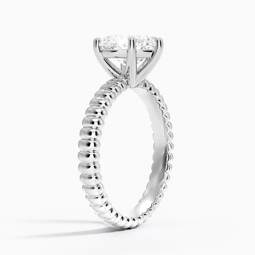 Ribbed Heart Brilliant Moissanite Engagement Ring