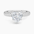 Ribbed Heart Brilliant Moissanite Engagement Ring