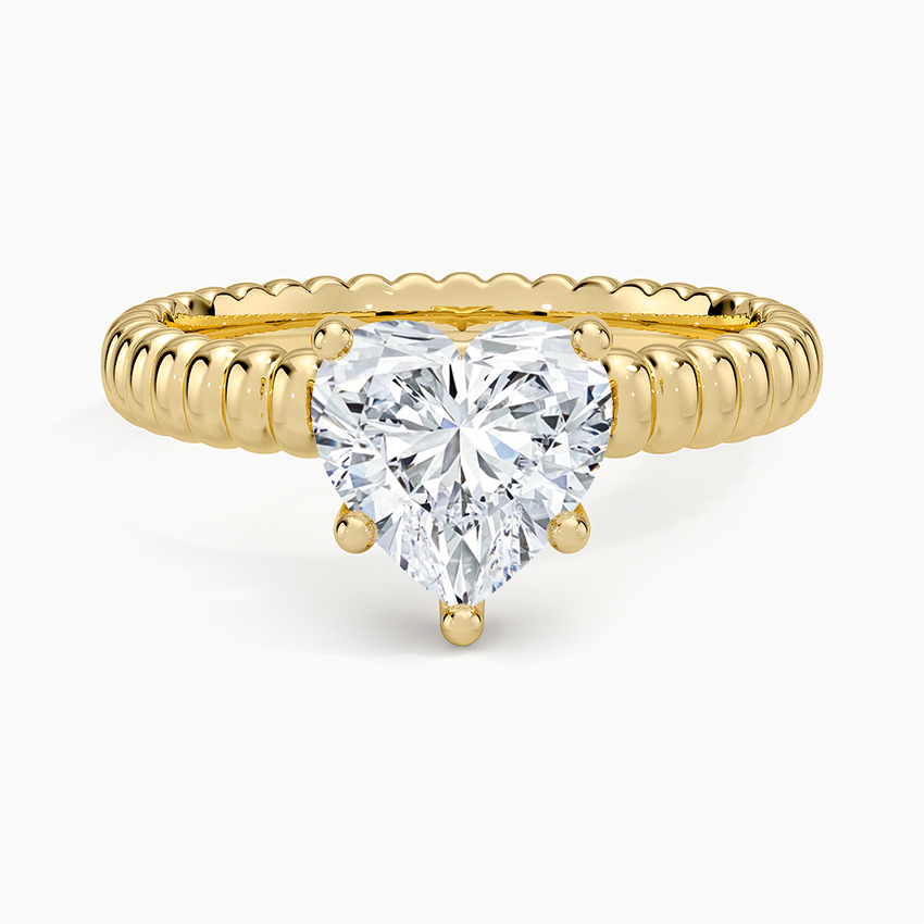 Ribbed Heart Brilliant Moissanite Engagement Ring