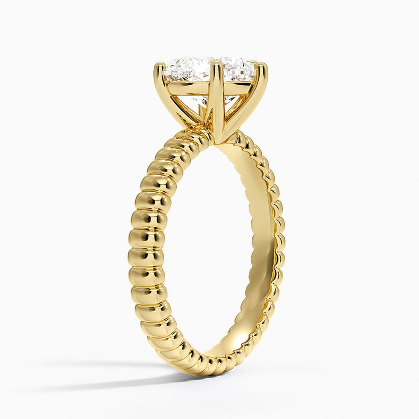 Ribbed Heart Brilliant Moissanite Engagement Ring