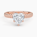 Ribbed Heart Brilliant Moissanite Engagement Ring