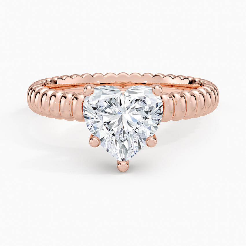 Ribbed Heart Brilliant Moissanite Engagement Ring
