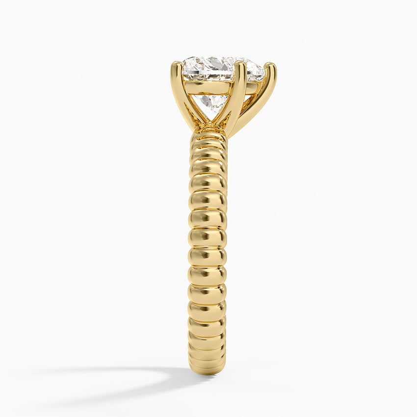Ribbed Heart Brilliant Moissanite Engagement Ring