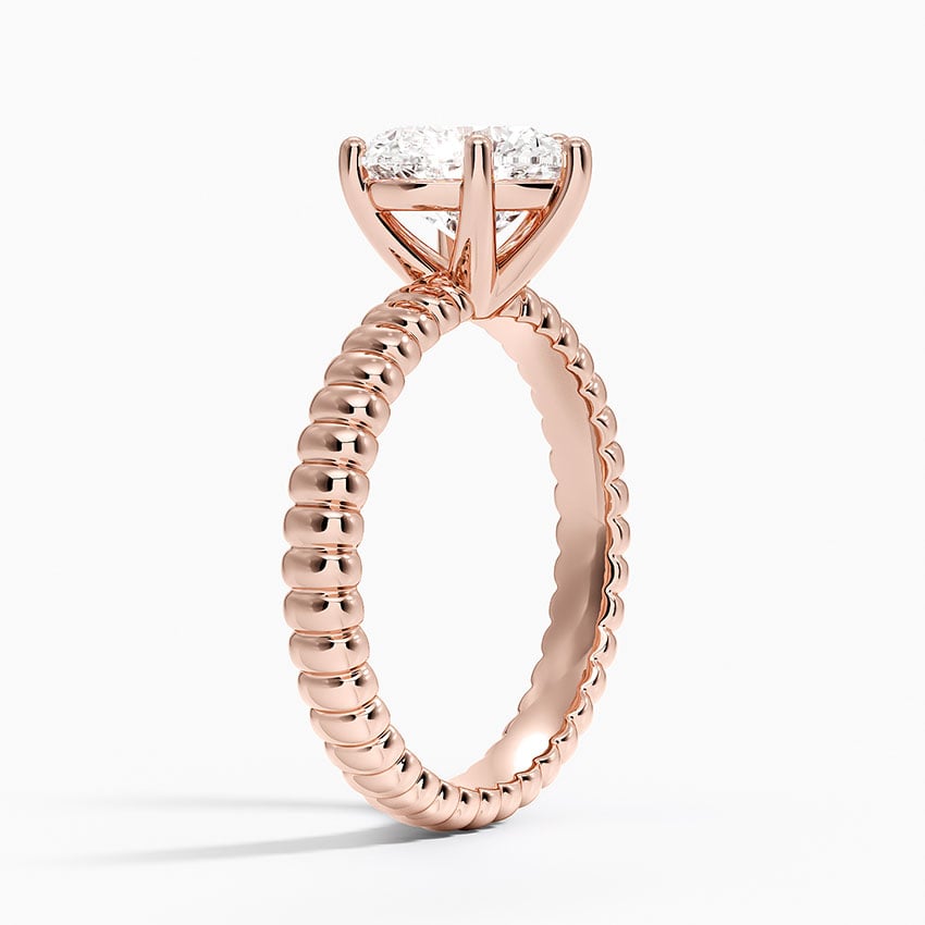 Ribbed Heart Brilliant Moissanite Engagement Ring