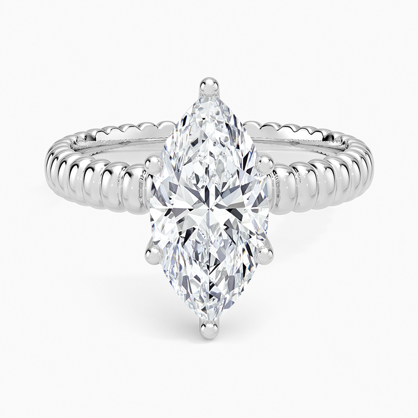 Ribbed Marquise Brilliant Moissanite Engagement Ring