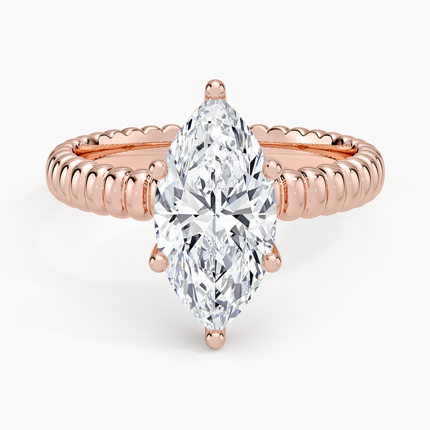Ribbed Marquise Brilliant Moissanite Engagement Ring
