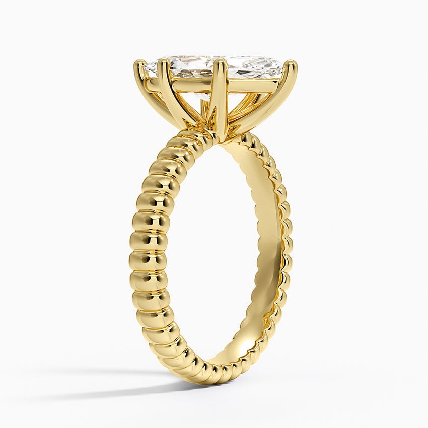 Ribbed Marquise Brilliant Moissanite Engagement Ring