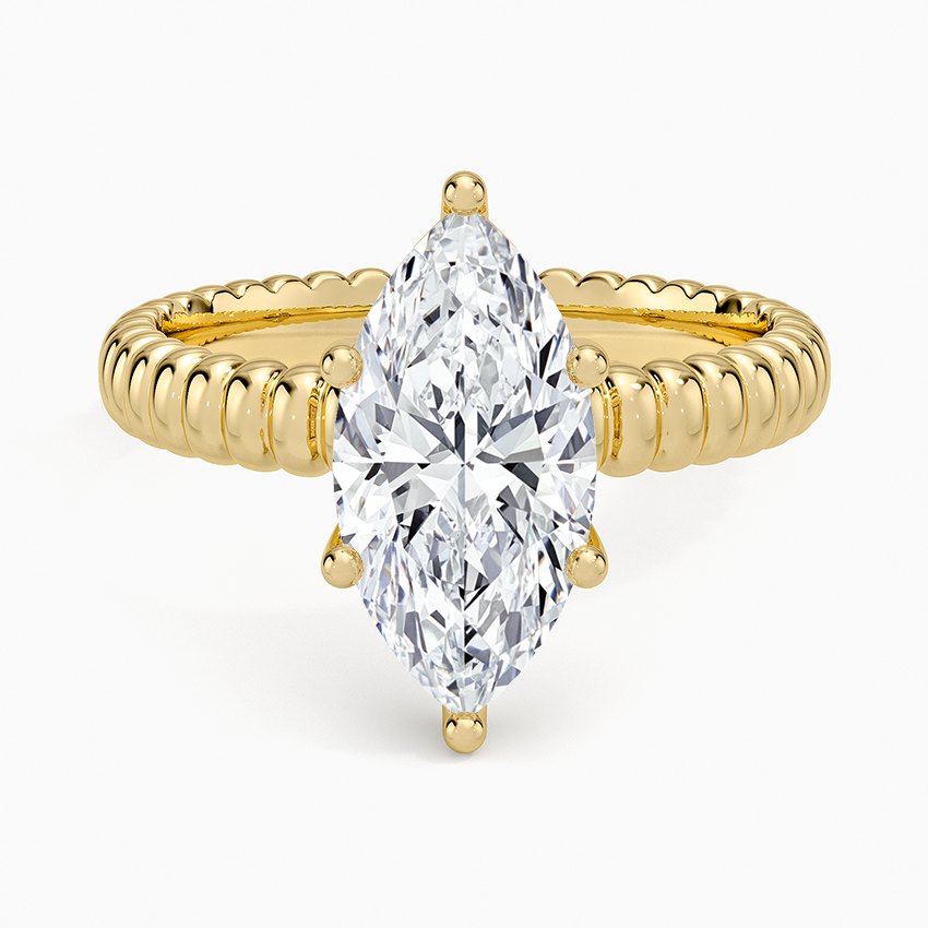 Ribbed Marquise Brilliant Moissanite Engagement Ring