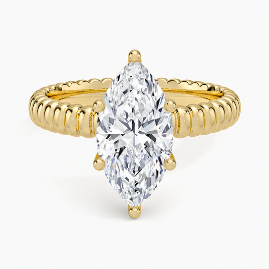 Ribbed Marquise Brilliant Moissanite Engagement Ring