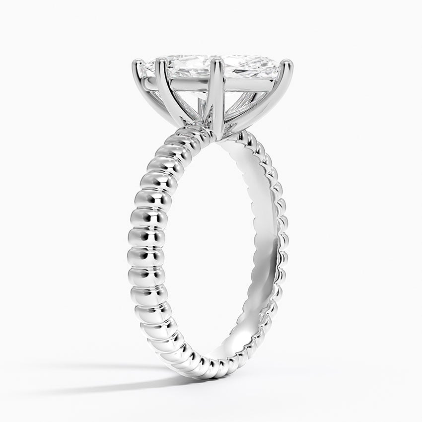 Ribbed Marquise Brilliant Moissanite Engagement Ring