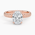 Ribbed Oval Brilliant Moissanite Engagement Ring