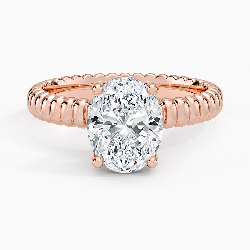 Ribbed Oval Brilliant Moissanite Engagement Ring