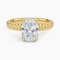 Ribbed Oval Brilliant Moissanite Engagement Ring