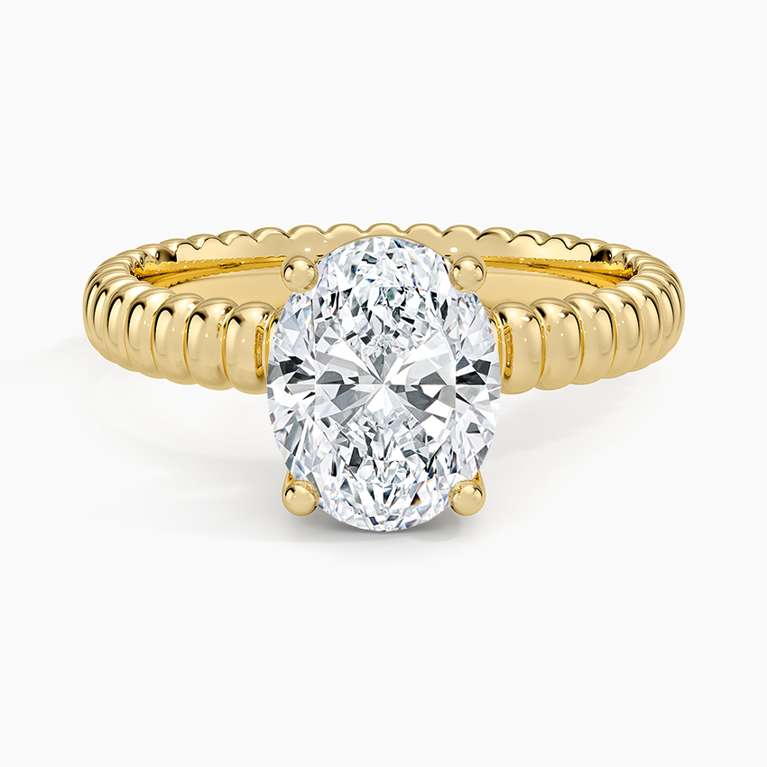 Ribbed Oval Brilliant Moissanite Engagement Ring