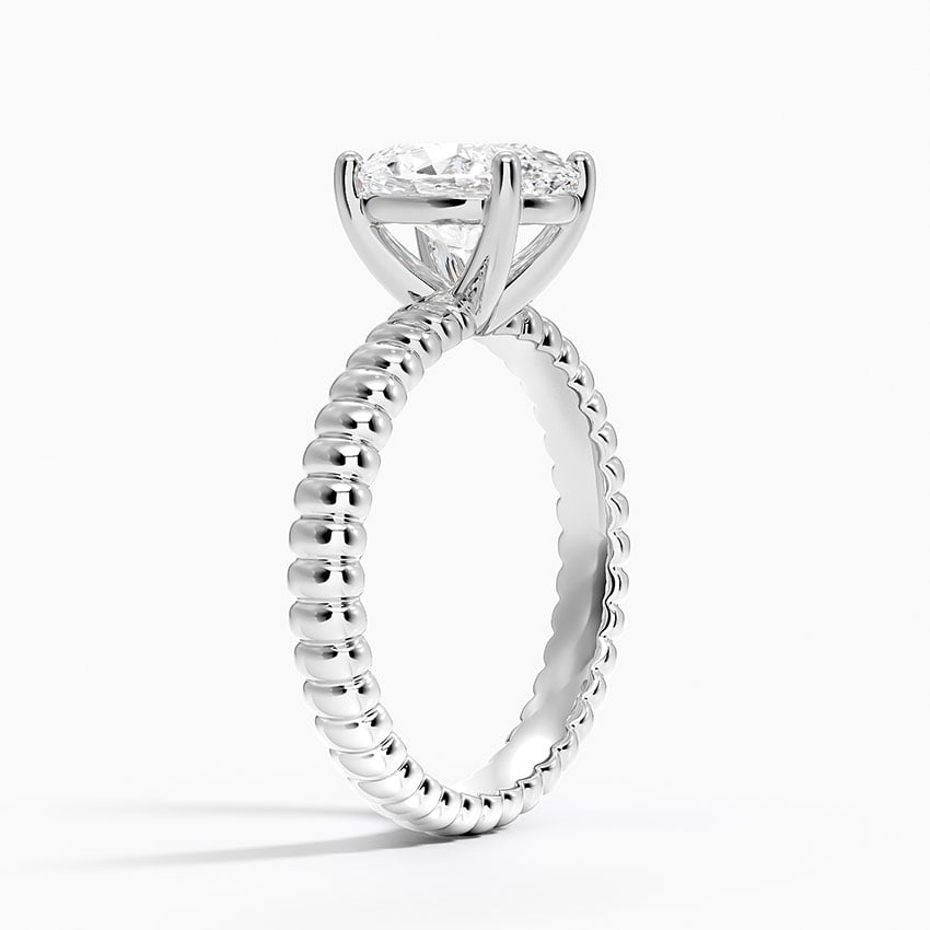 Ribbed Oval Brilliant Moissanite Engagement Ring