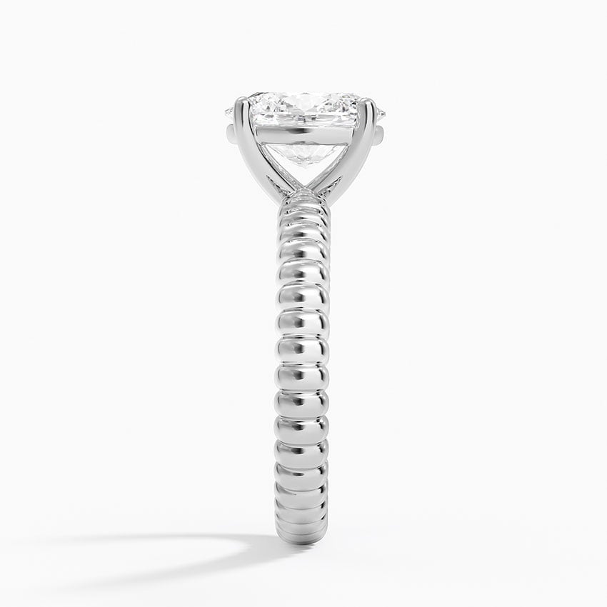 Ribbed Oval Brilliant Moissanite Engagement Ring