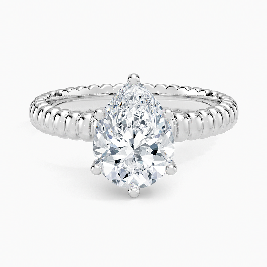 Ribbed Pear Brilliant Moissanite Engagement Ring
