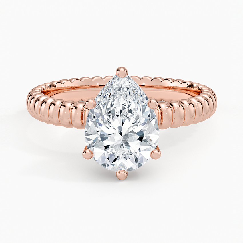 Ribbed Pear Brilliant Moissanite Engagement Ring
