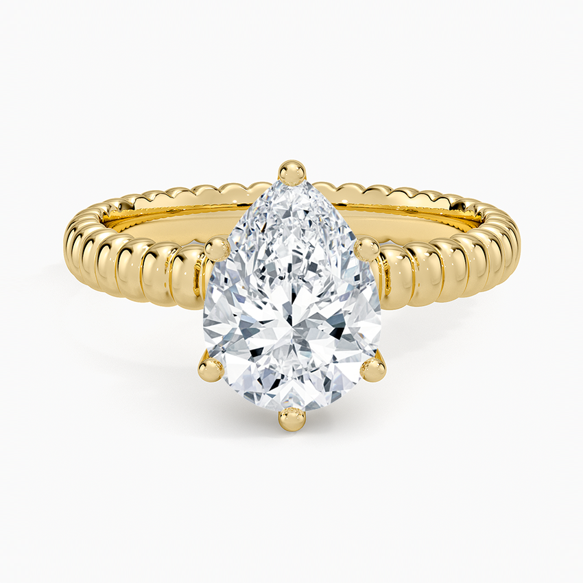Ribbed Pear Brilliant Moissanite Engagement Ring