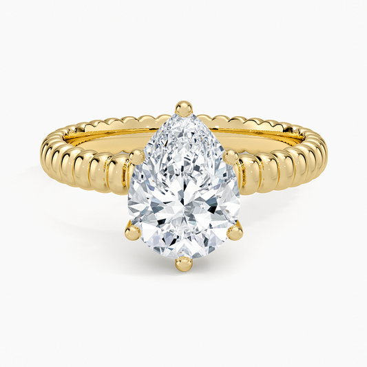 Ribbed Pear Brilliant Moissanite Engagement Ring