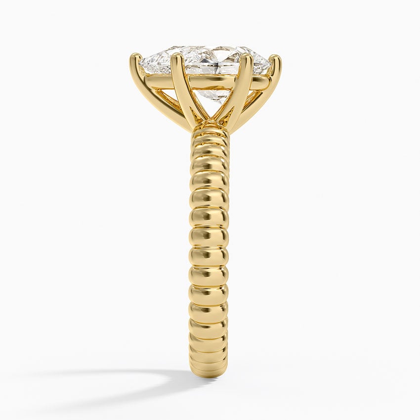 Ribbed Pear Brilliant Moissanite Engagement Ring
