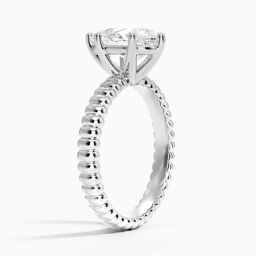 Ribbed Pear Brilliant Moissanite Engagement Ring