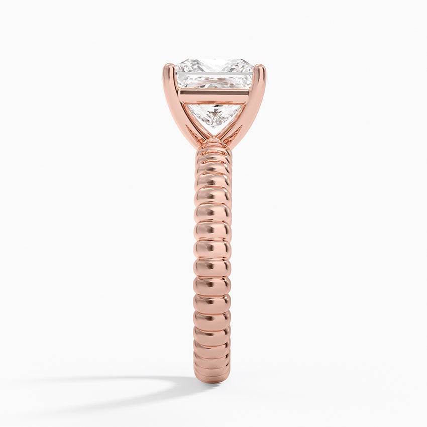 Ribbed Princess Brilliant Moissanite Engagement Ring
