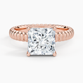 Ribbed Princess Brilliant Moissanite Engagement Ring