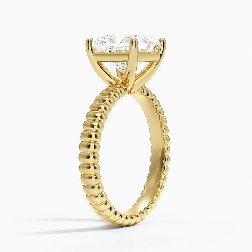 Ribbed Princess Brilliant Moissanite Engagement Ring