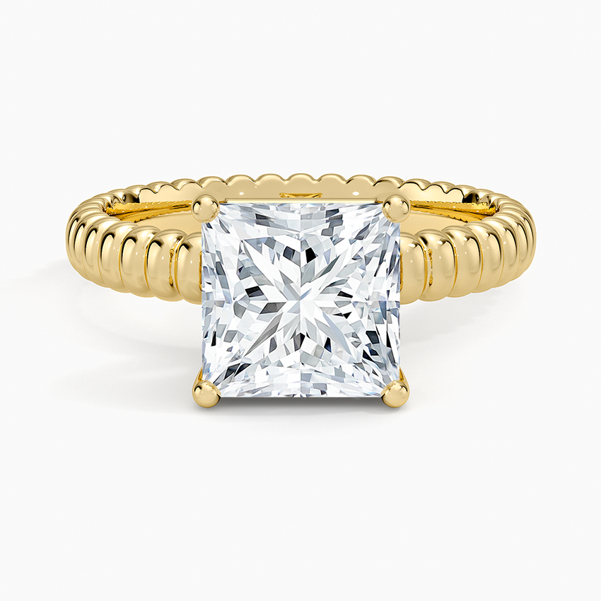 Ribbed Princess Brilliant Moissanite Engagement Ring