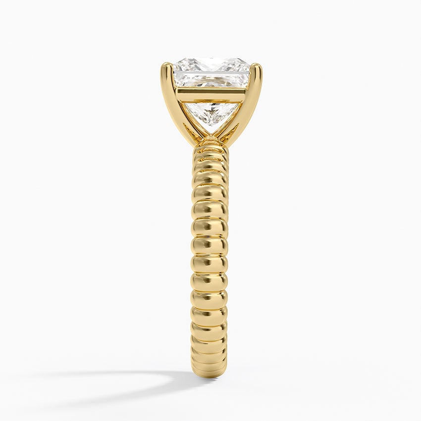 Ribbed Princess Brilliant Moissanite Engagement Ring
