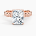 Ribbed Radiant Brilliant Moissanite Engagement Ring